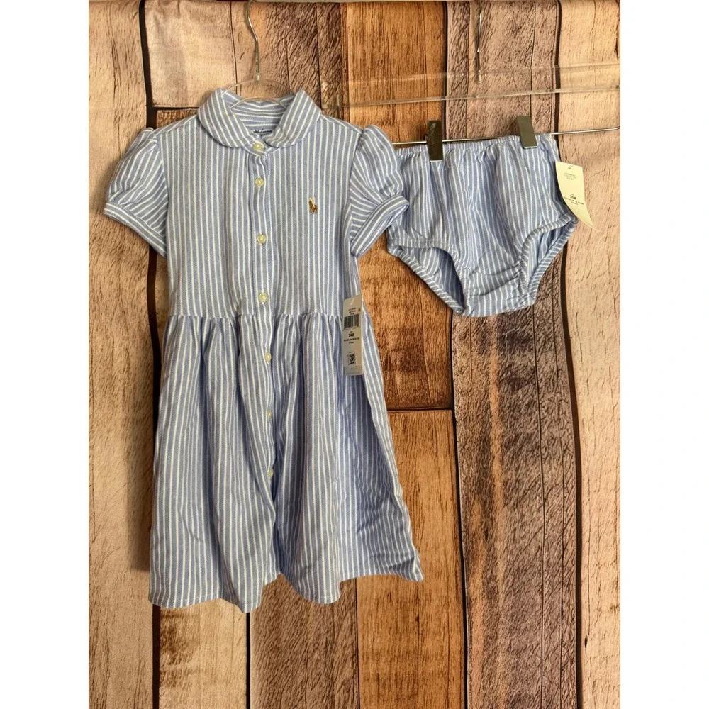 Ralph Lauren Baby Girls Striped Shirt Dress Classic Summer Size 24 Months NWT